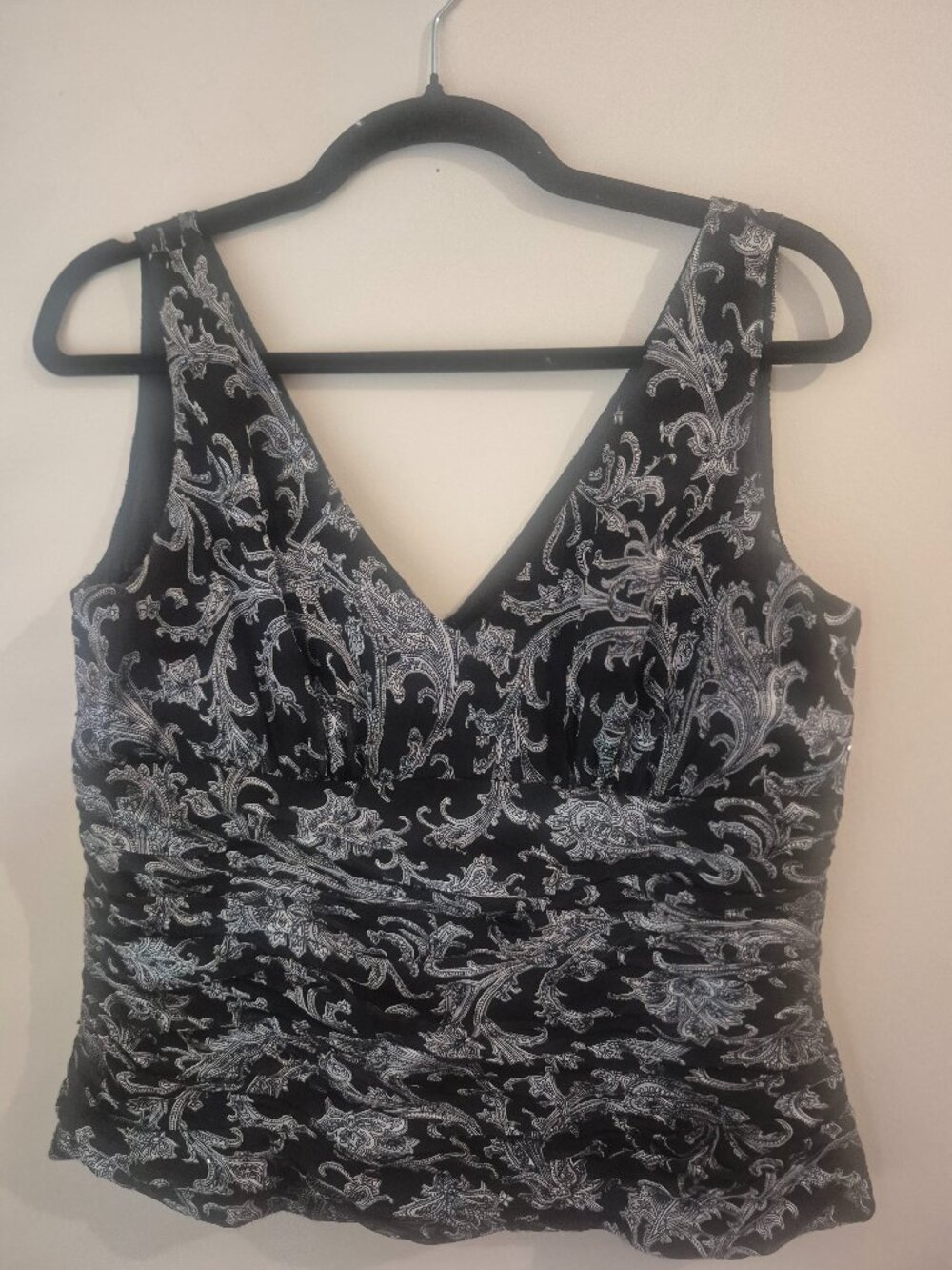 Vintage Adrianna Papell Boutique Paisley Ruched Tank Top US 10